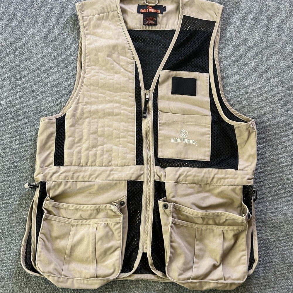 Game Winner Vest Mens Large Beige Quilted Mesh Shooting Hunting Clay‎ RHT